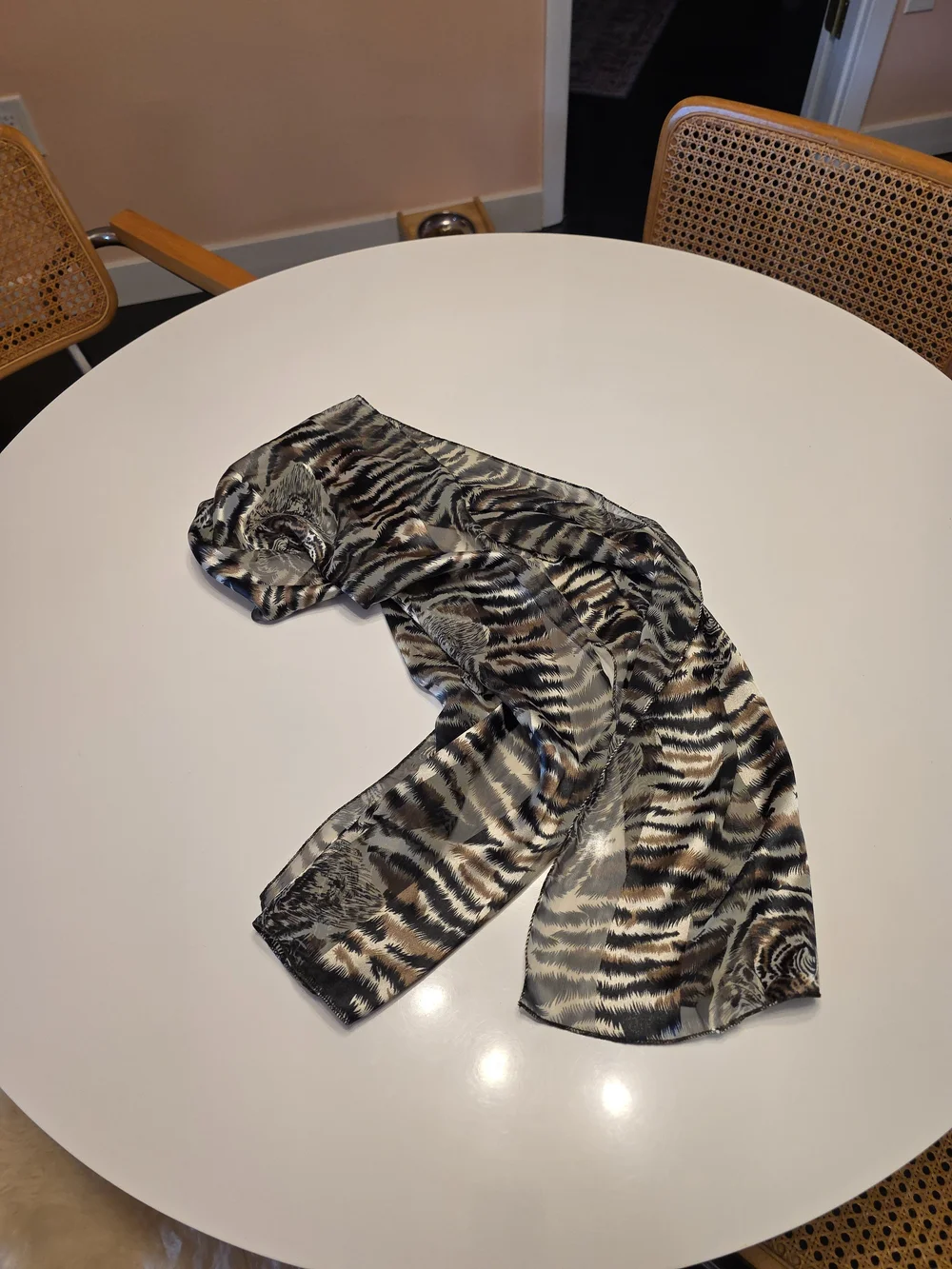 Vintage 90s Tiger Scarf Animal Print Satin Scarf - Black, Brown, Cream